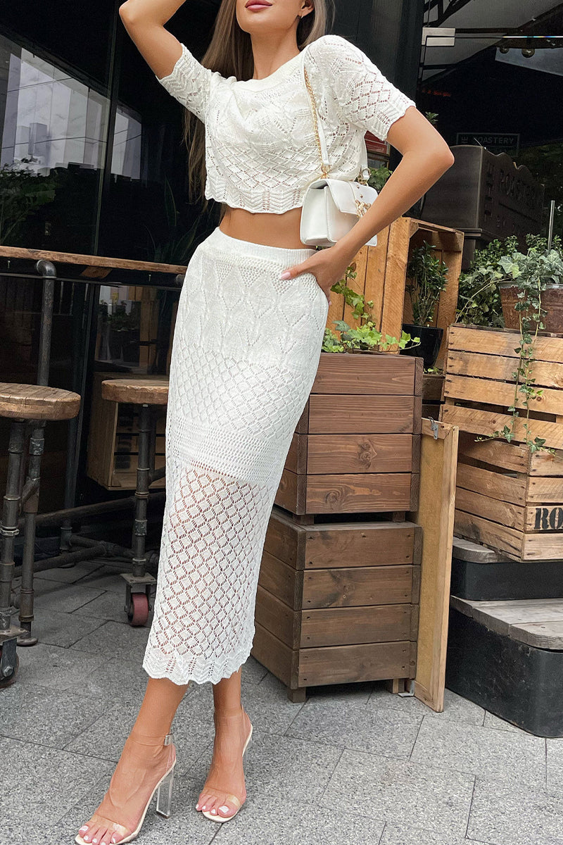 Weave O Neck Sleeveless Two Pieces