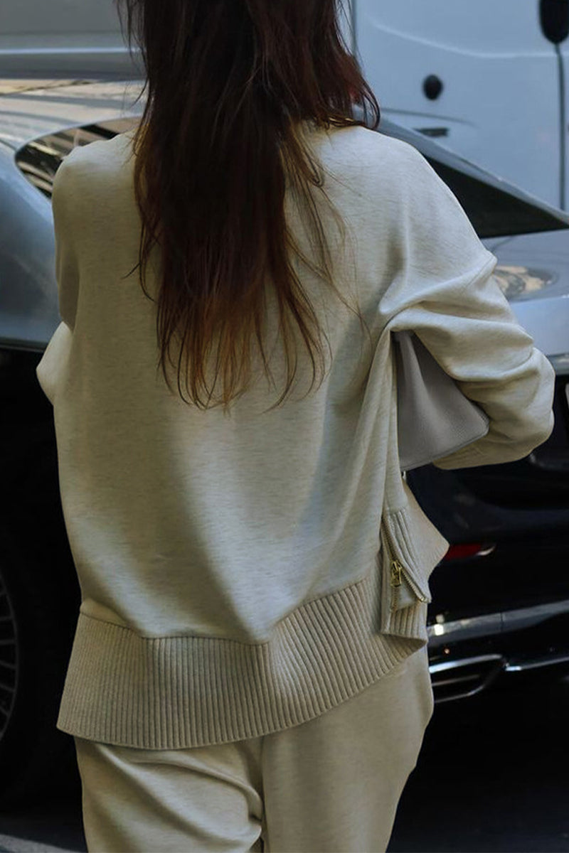 Street Pocket Turtleneck Long Sleeve Two Pieces