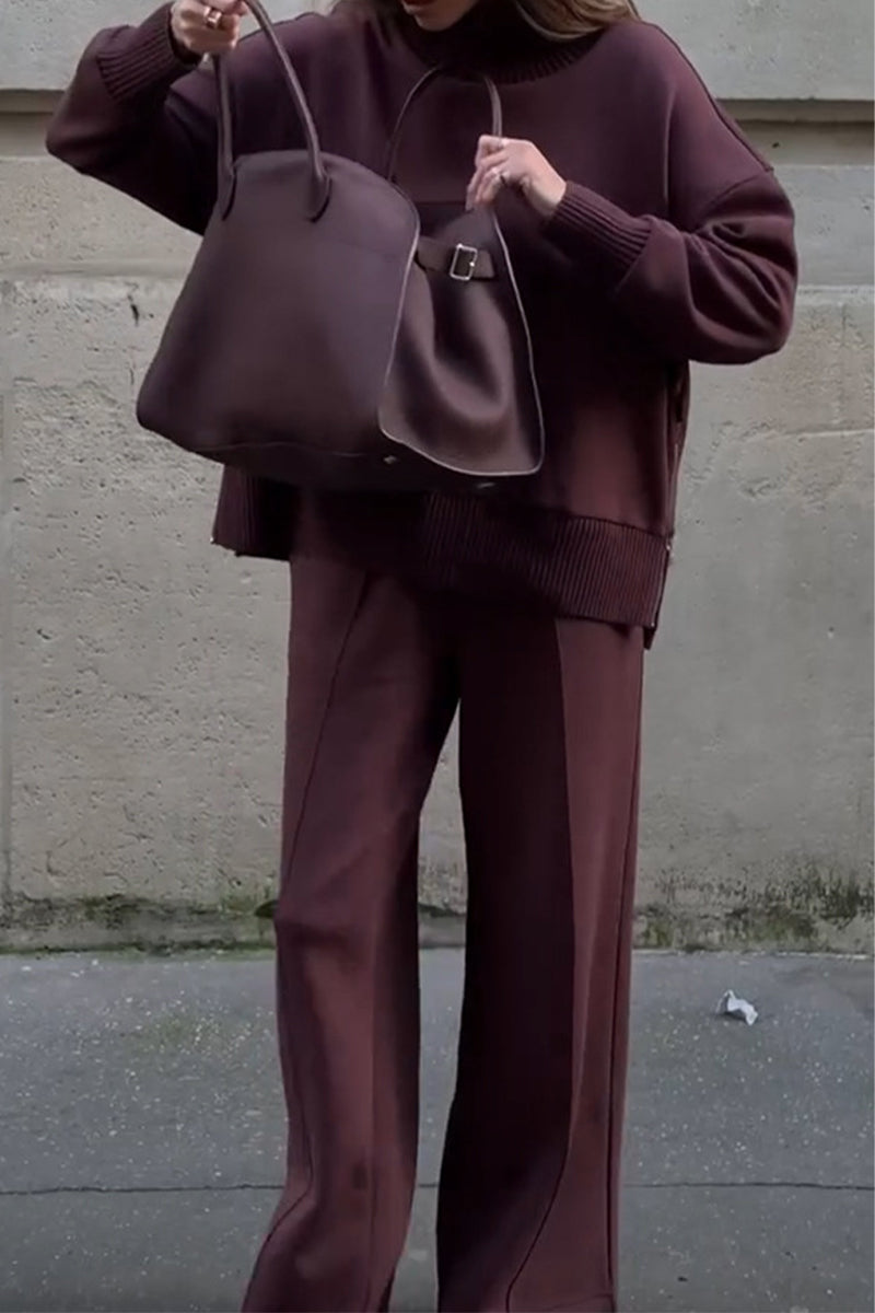 Street Pocket Turtleneck Long Sleeve Two Pieces
