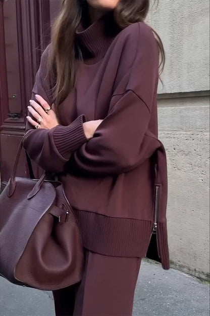 Street Pocket Turtleneck Long Sleeve Two Pieces
