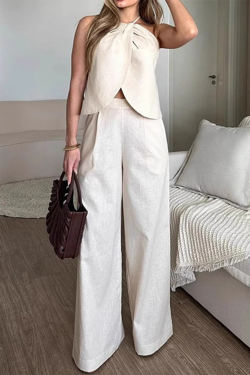 Ruched Irregular Halter Sleeveless Two Pieces