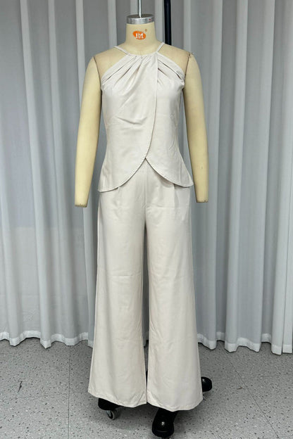 Ruched Irregular Halter Sleeveless Two Pieces