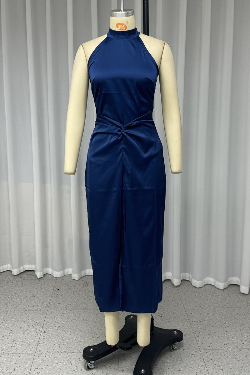Slit Ruched Halter Sleeveless Two Pieces