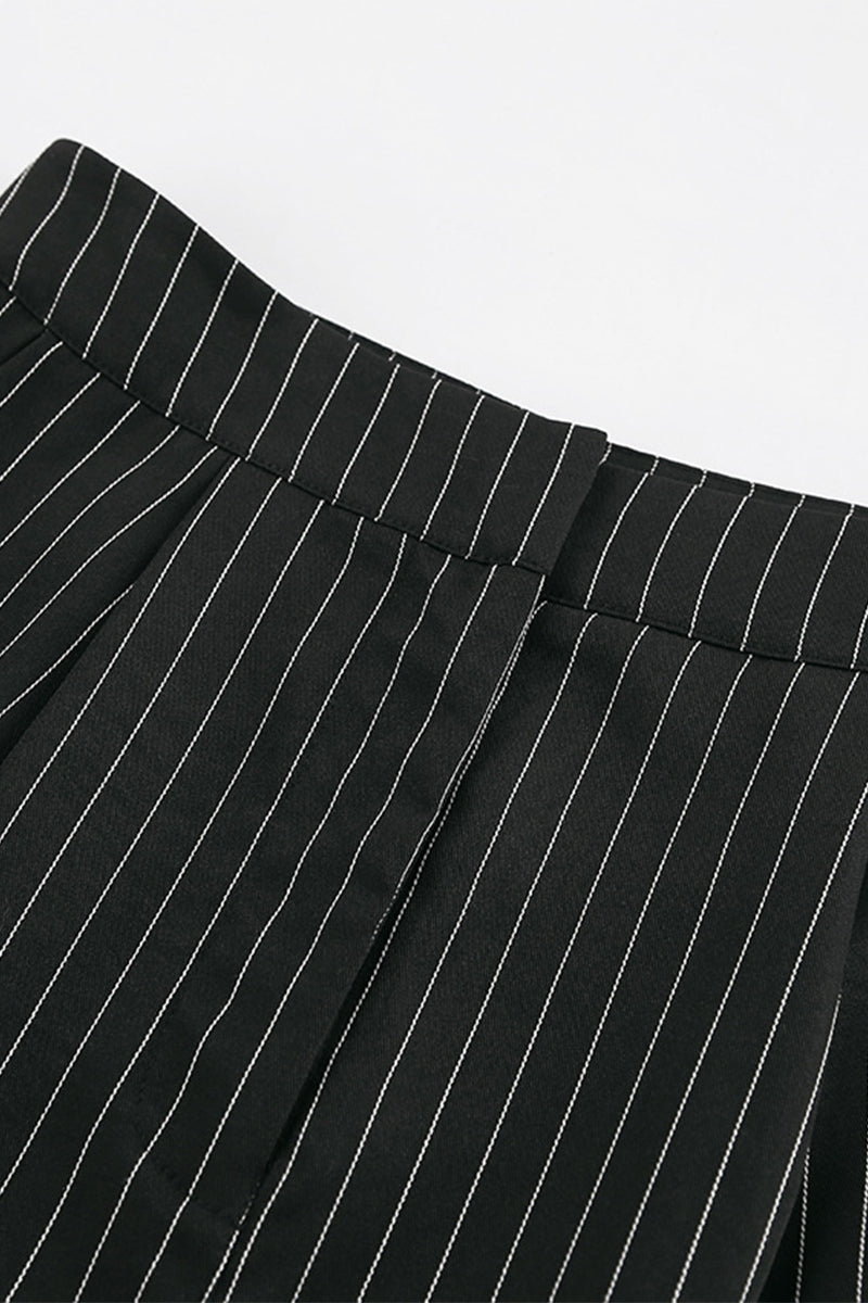Stripe Pocket Buttons V Neck Sleeveless Two Pieces
