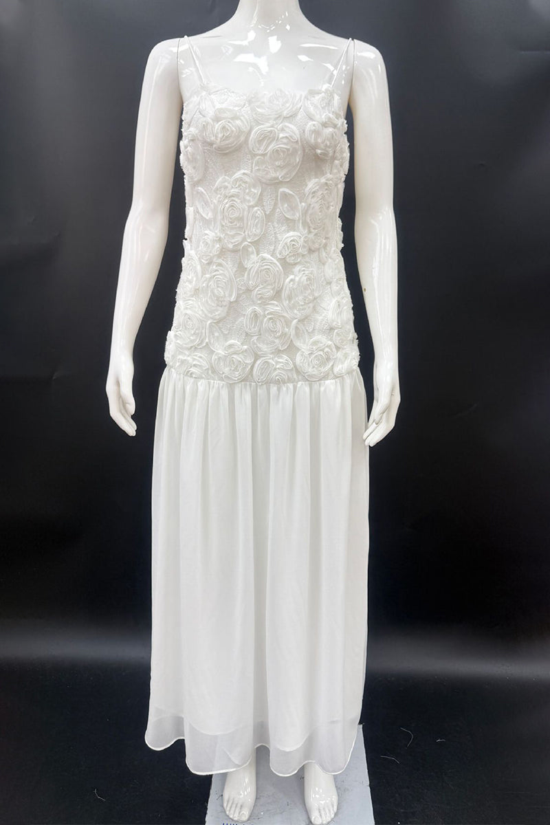 Flower Shape V Neck Long Dresses