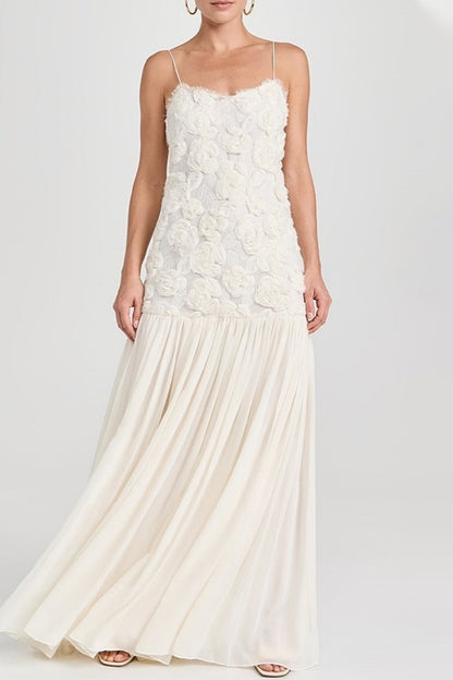 Flower Shape V Neck Long Dresses