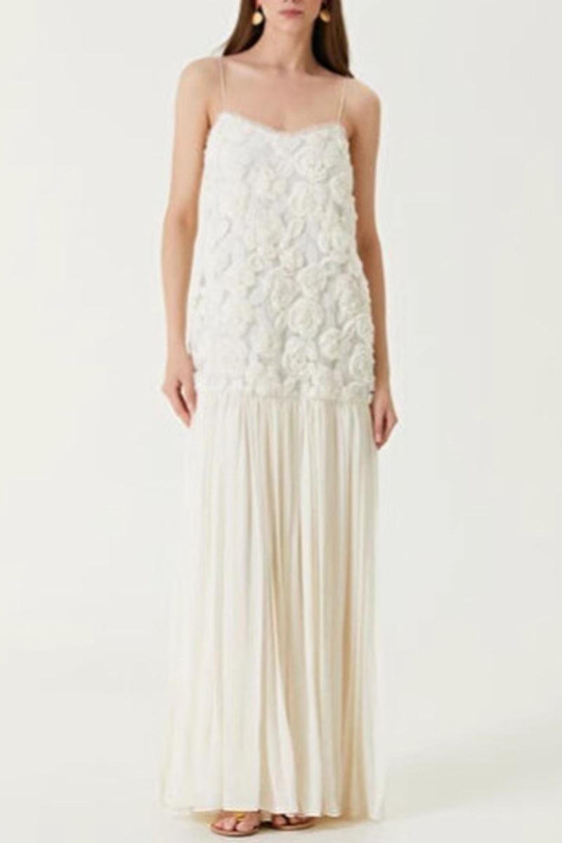 Flower Shape V Neck Long Dresses