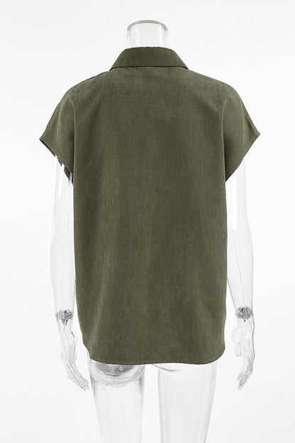 Buttons Turndown Collar Blouses