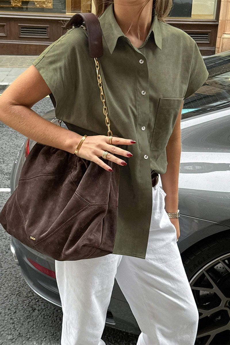Buttons Turndown Collar Blouses