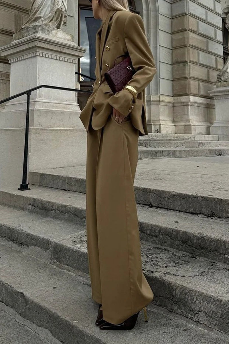 Buttons Turn-back Collar Long Sleeve Two Pieces