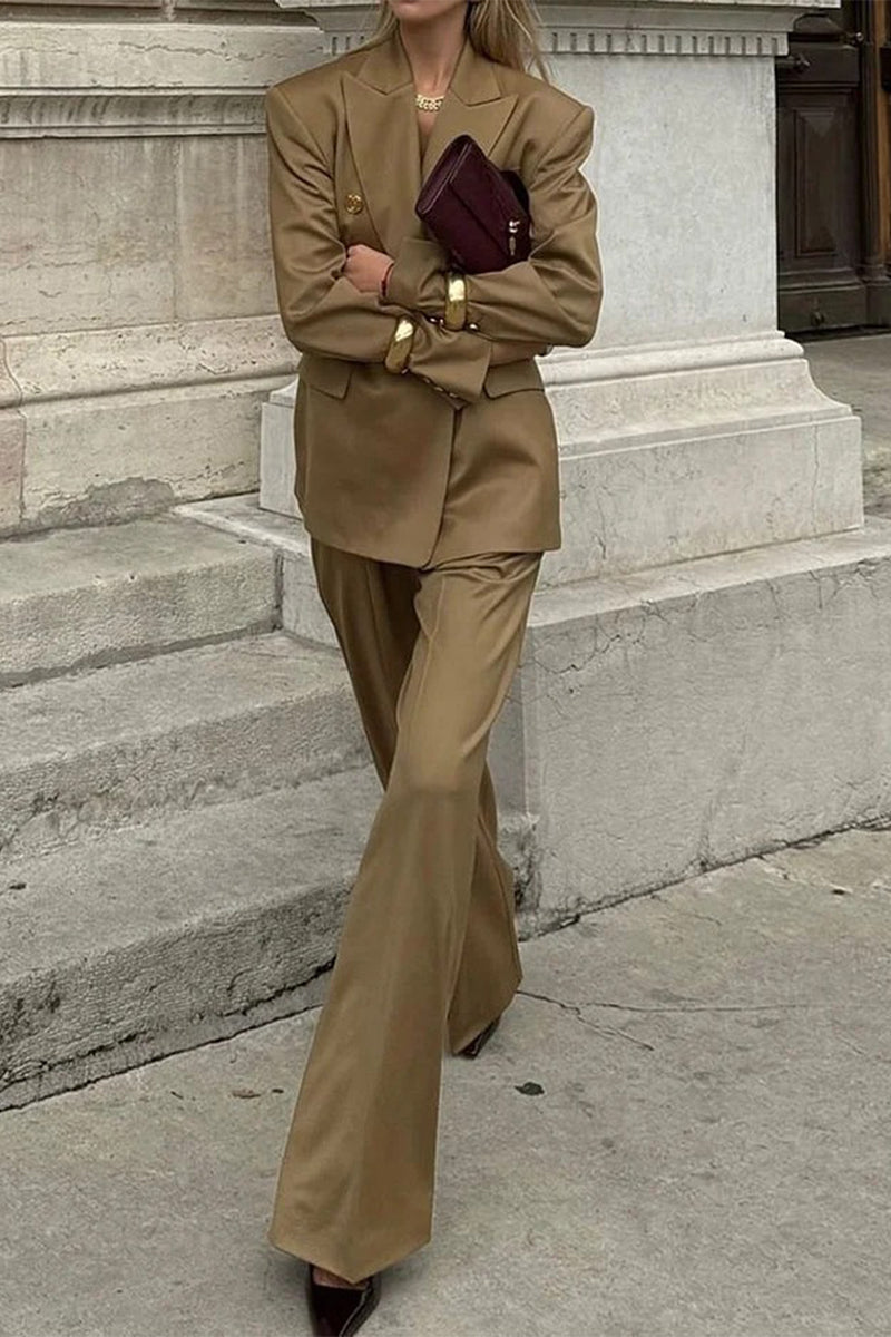Buttons Turn-back Collar Long Sleeve Two Pieces