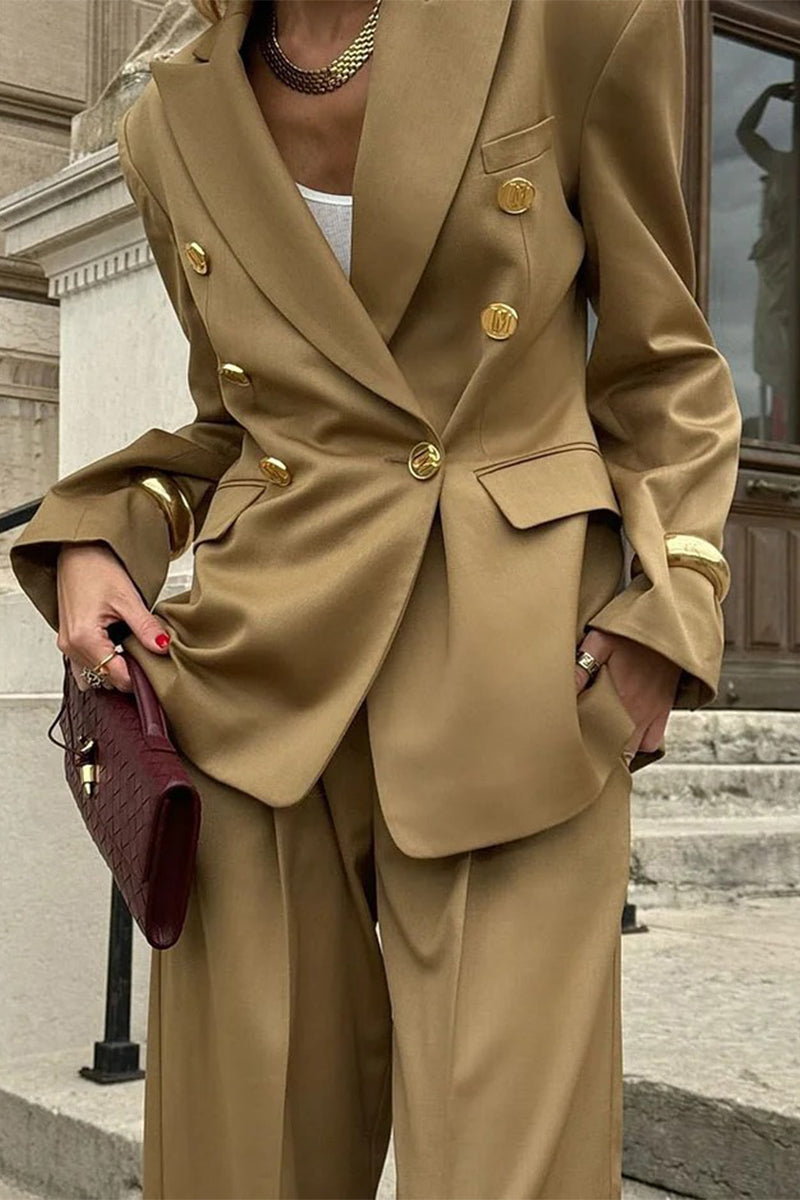 Buttons Turn-back Collar Long Sleeve Two Pieces
