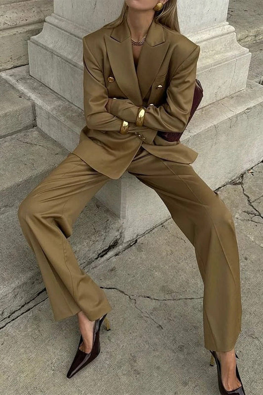 Buttons Turn-back Collar Long Sleeve Two Pieces