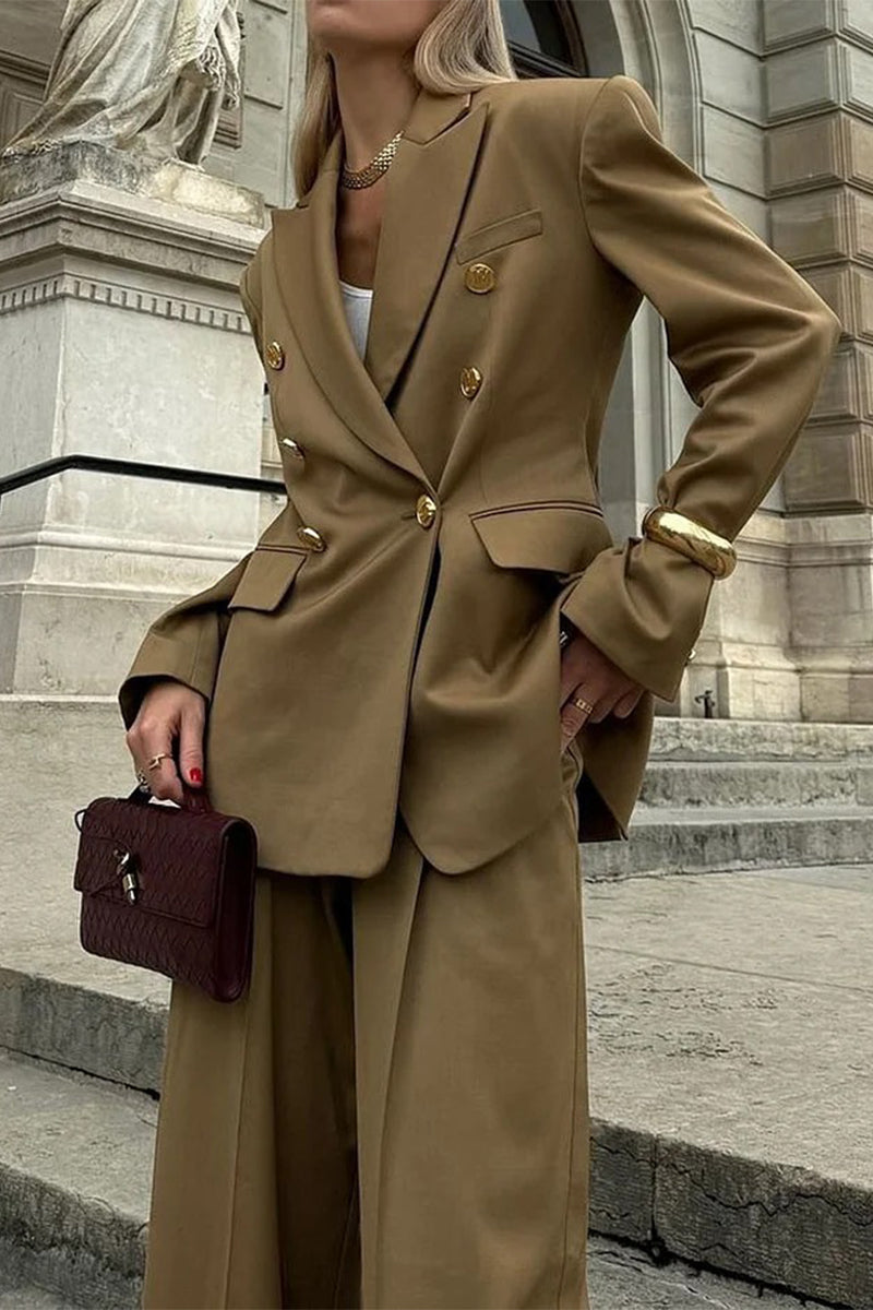 Buttons Turn-back Collar Long Sleeve Two Pieces