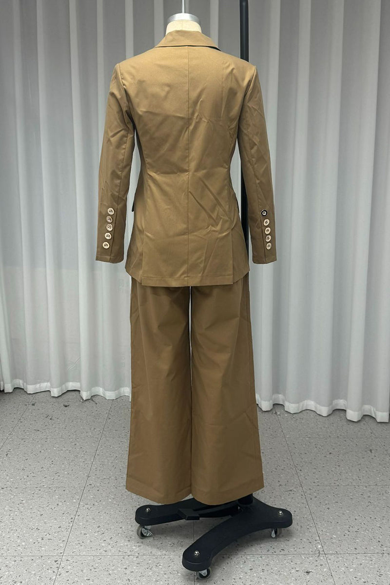 Buttons Turn-back Collar Long Sleeve Two Pieces