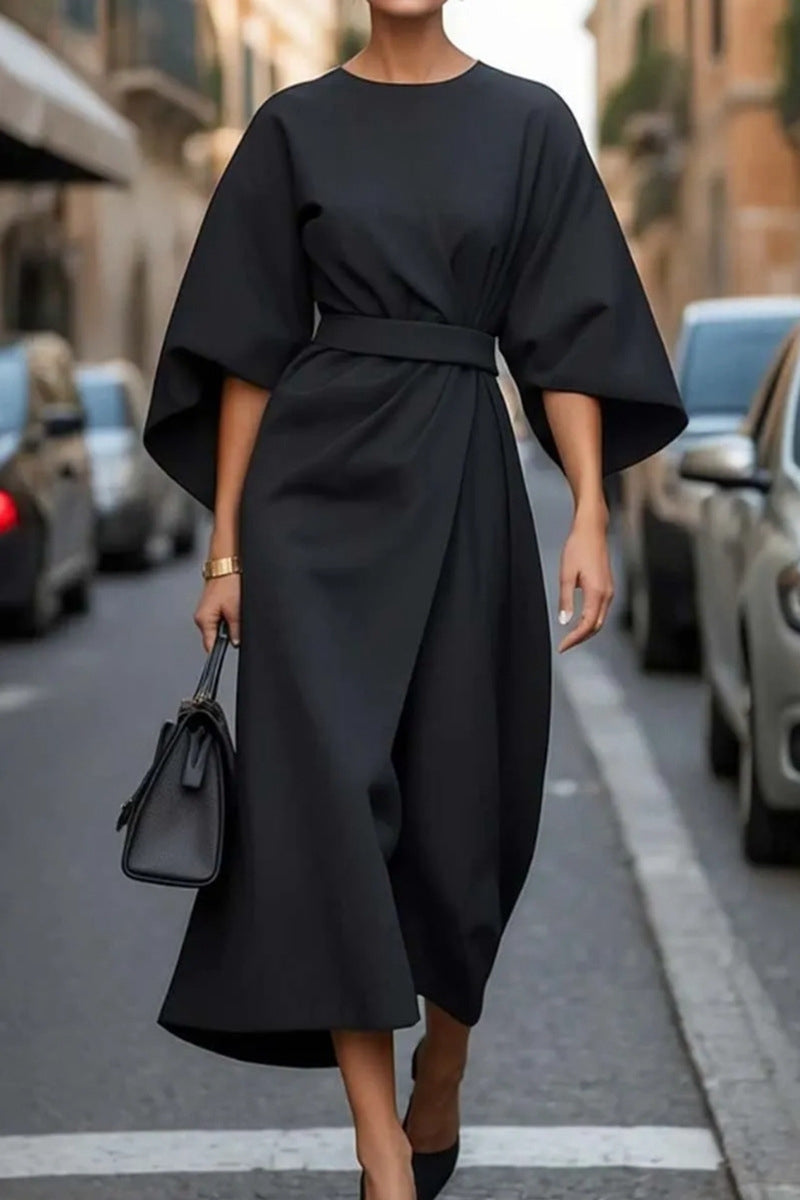 Basic O Neck Long Dresses(8 Colors)