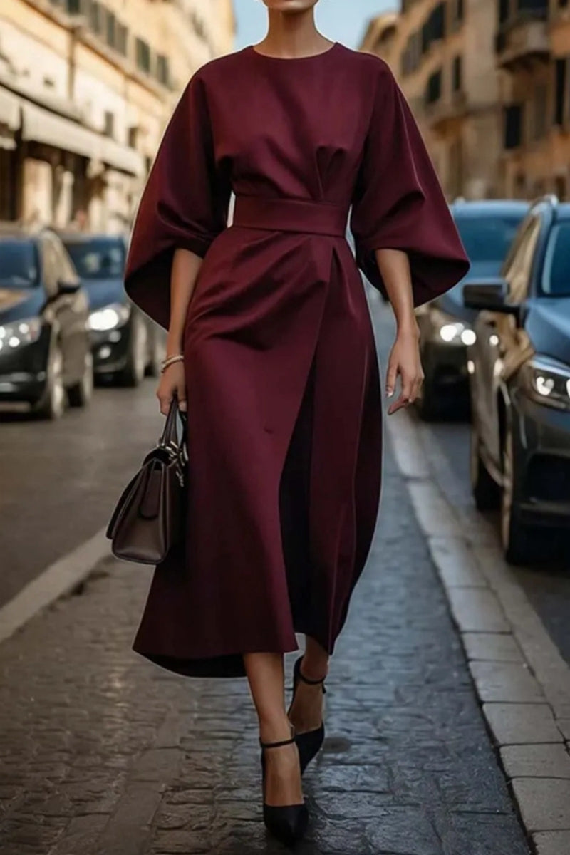 Basic O Neck Long Dresses(8 Colors)
