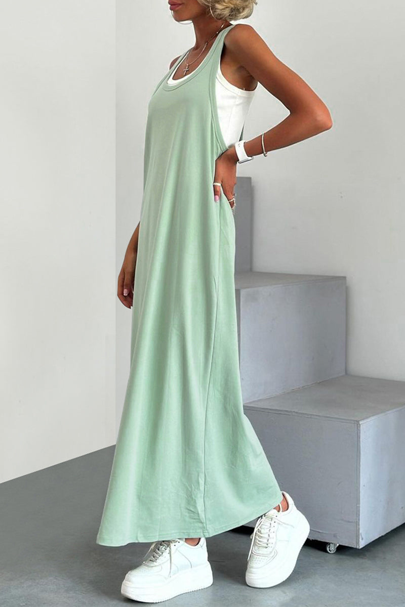 Patchwork U Neck Sleeveless Two Pieces
