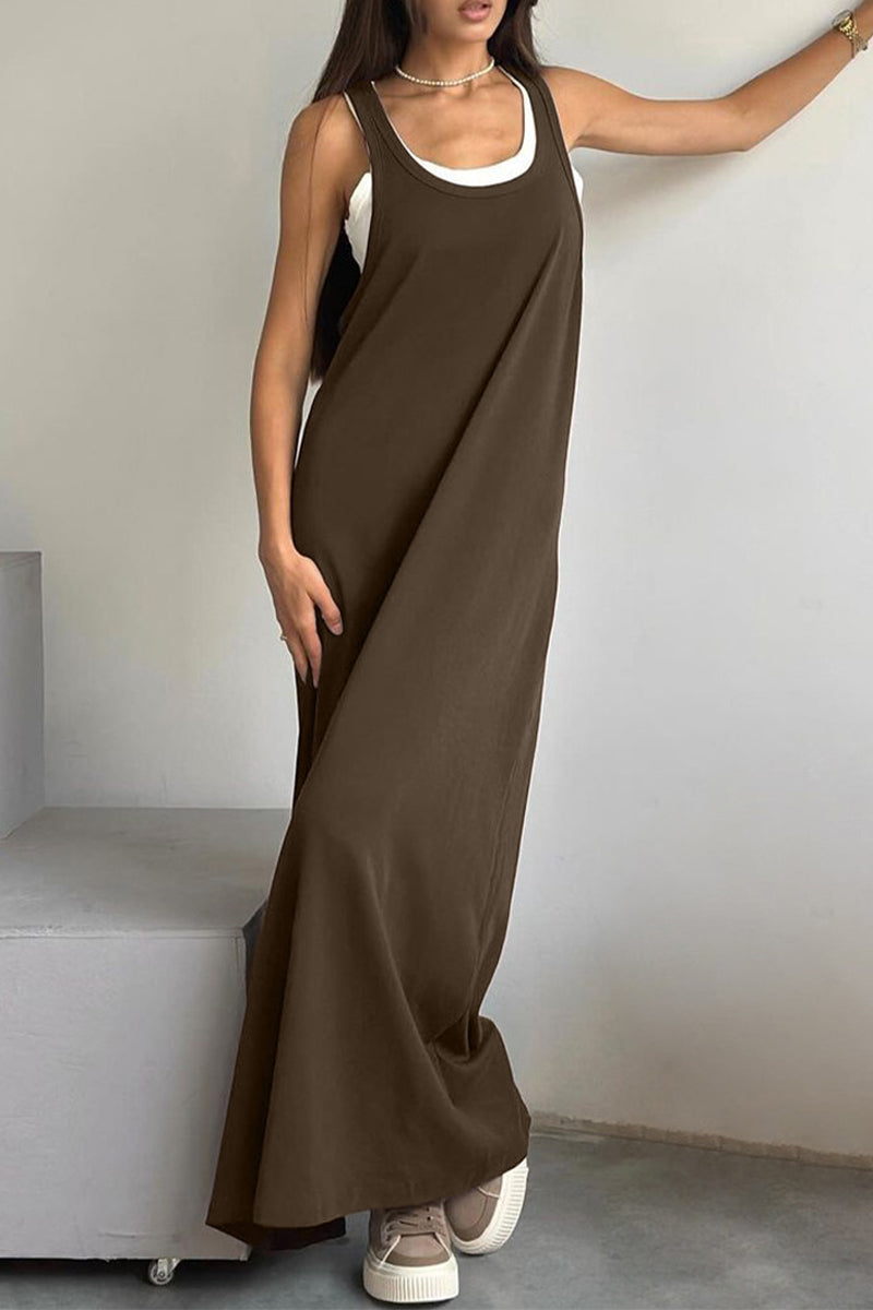 Patchwork U Neck Sleeveless Two Pieces
