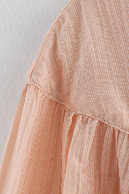 Color Lace Up O Neck Blouses