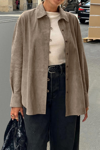 Buttons Turndown Collar Blouses