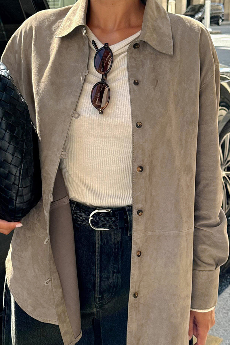 Buttons Turndown Collar Blouses