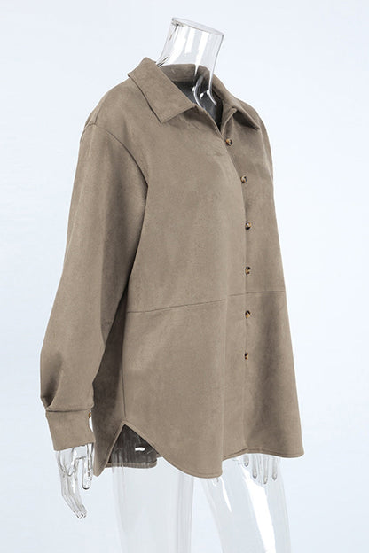 Buttons Turndown Collar Blouses