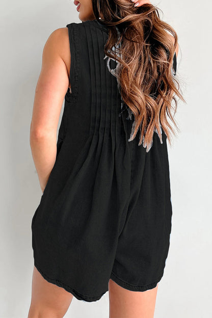 Street Pocket Lace Up V Neck Sleeveless Loose Denim Jumpsuits(9 Colors)