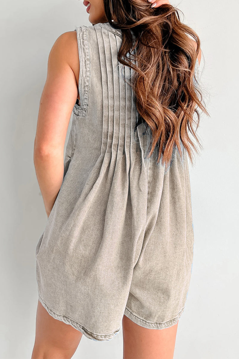 Street Pocket Lace Up V Neck Sleeveless Loose Denim Jumpsuits(9 Colors)