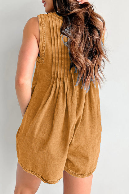 Street Pocket Lace Up V Neck Sleeveless Loose Denim Jumpsuits(9 Colors)