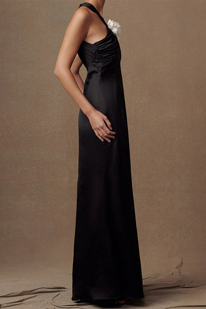 Backless Flower Shape Halter Long Dresses
