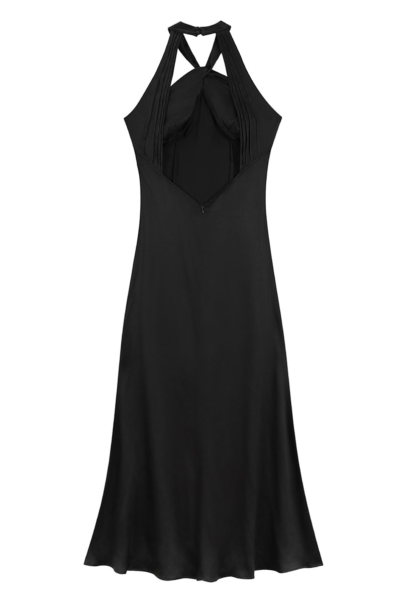 Backless Flower Shape Halter Long Dresses