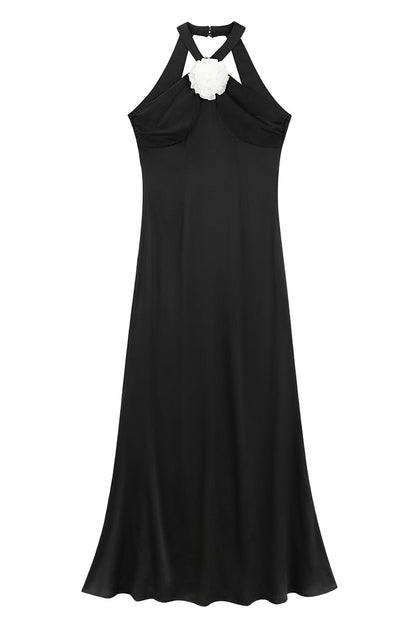 Backless Flower Shape Halter Long Dresses