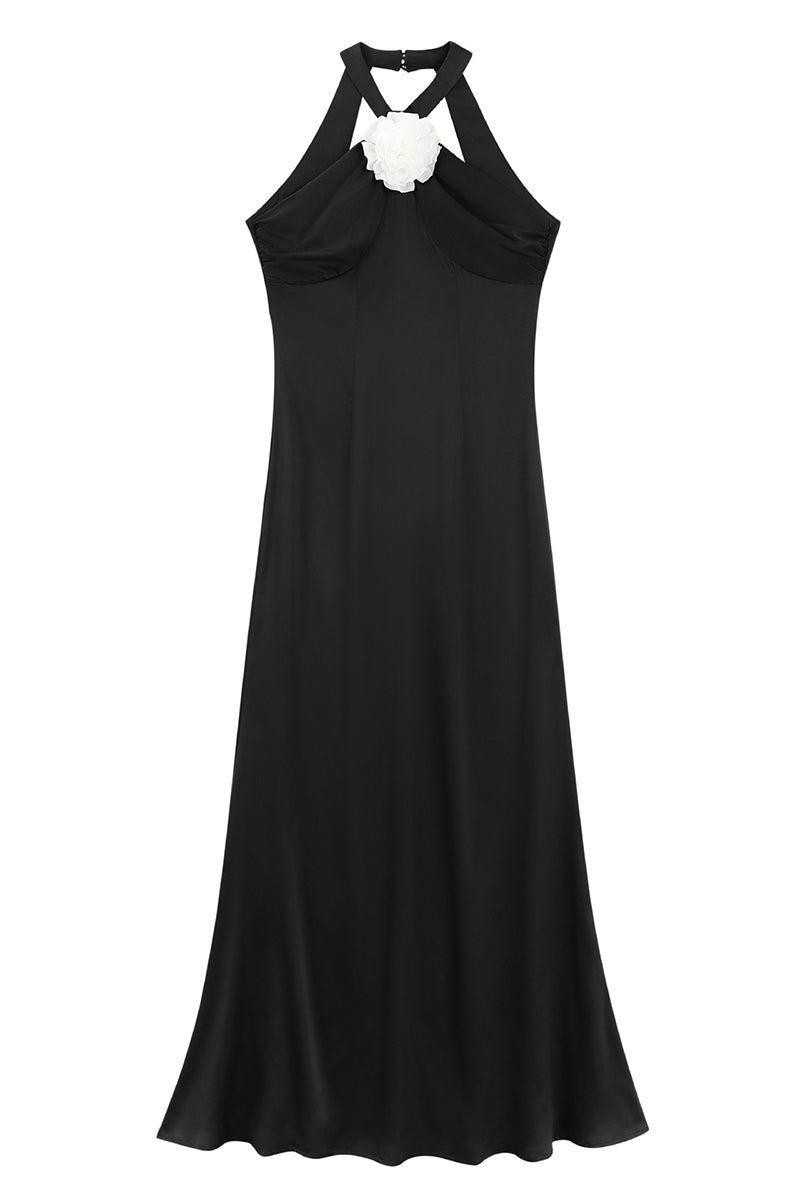 Backless Flower Shape Halter Long Dresses