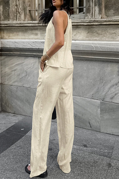 Pocket Strap Design Halter Sleeveless Two Pieces