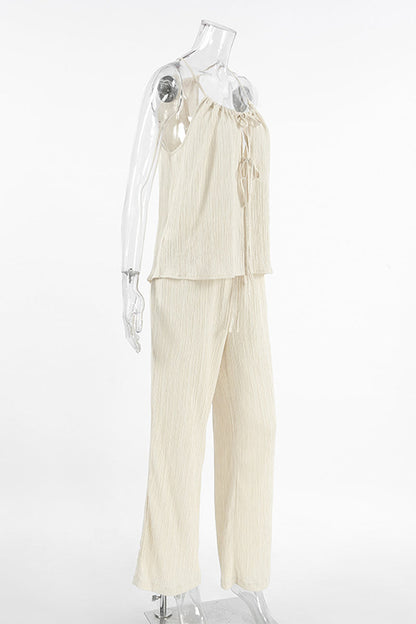 Pocket Strap Design Halter Sleeveless Two Pieces