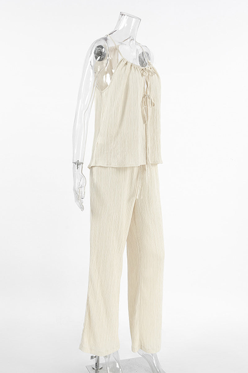 Pocket Strap Design Halter Sleeveless Two Pieces