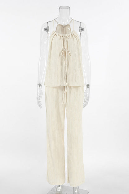 Pocket Strap Design Halter Sleeveless Two Pieces