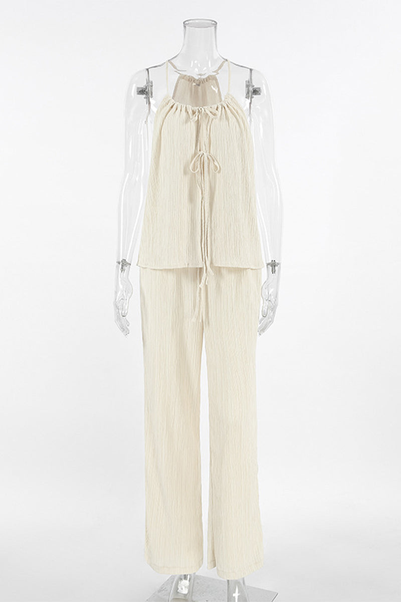 Pocket Strap Design Halter Sleeveless Two Pieces