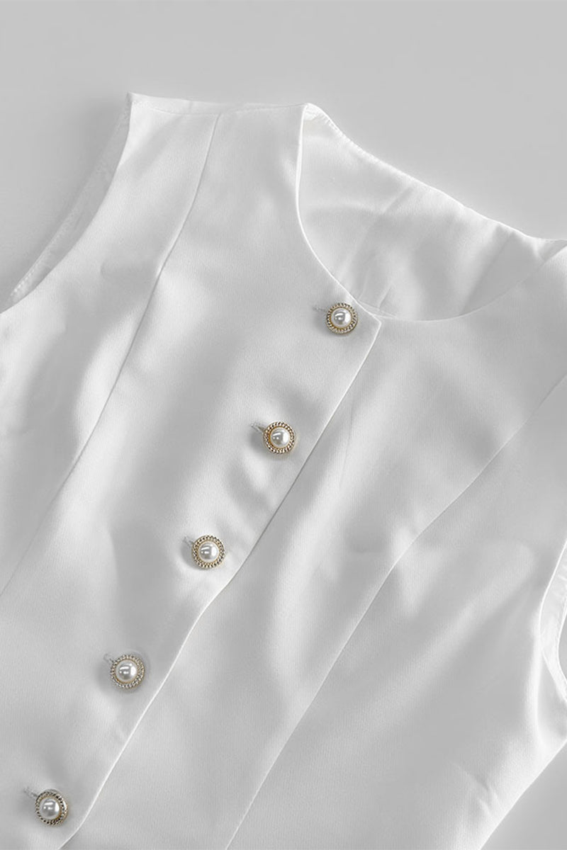 Celebrities Buttons O Neck Sleeveless Two Pieces