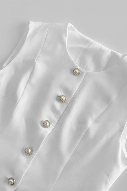 Celebrities Buttons O Neck Sleeveless Two Pieces