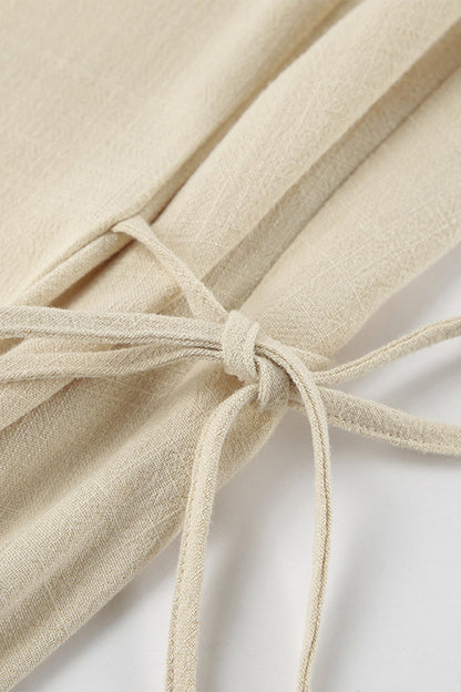 Draw String V Neck Loose Jumpsuits