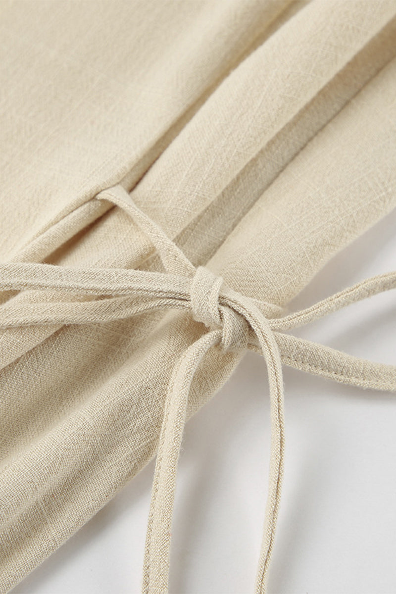 Draw String V Neck Loose Jumpsuits