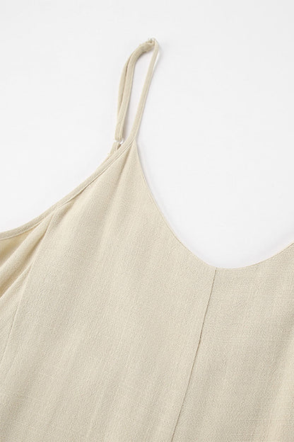 Draw String V Neck Loose Jumpsuits