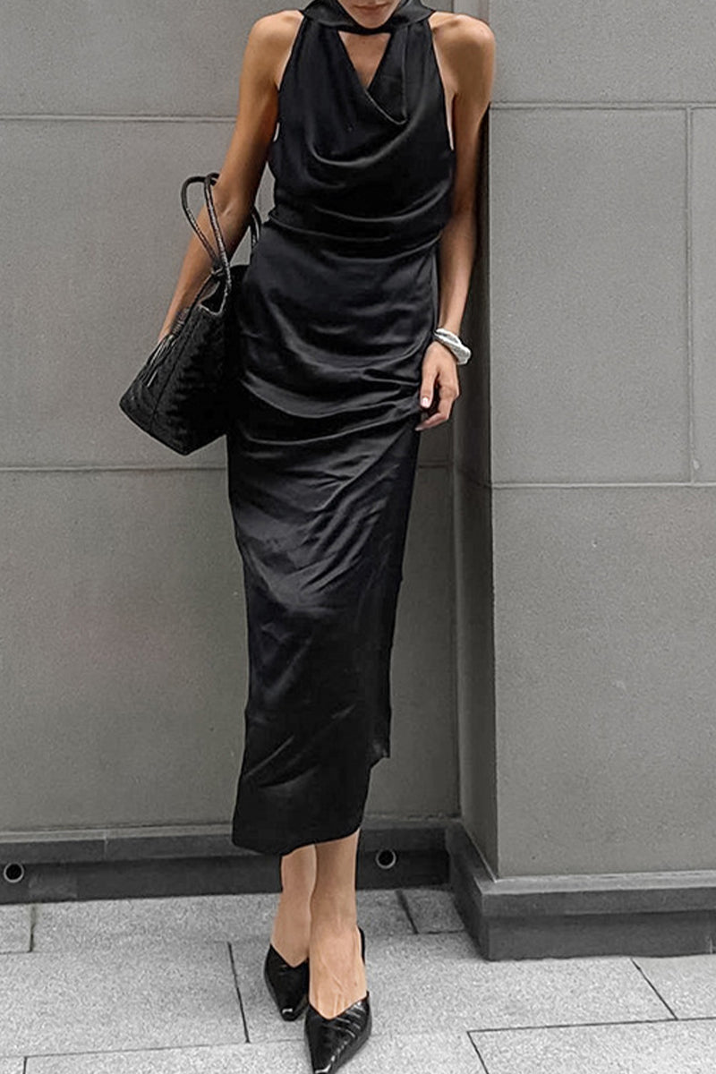 Lace Up Halter One Step Skirt Dresses