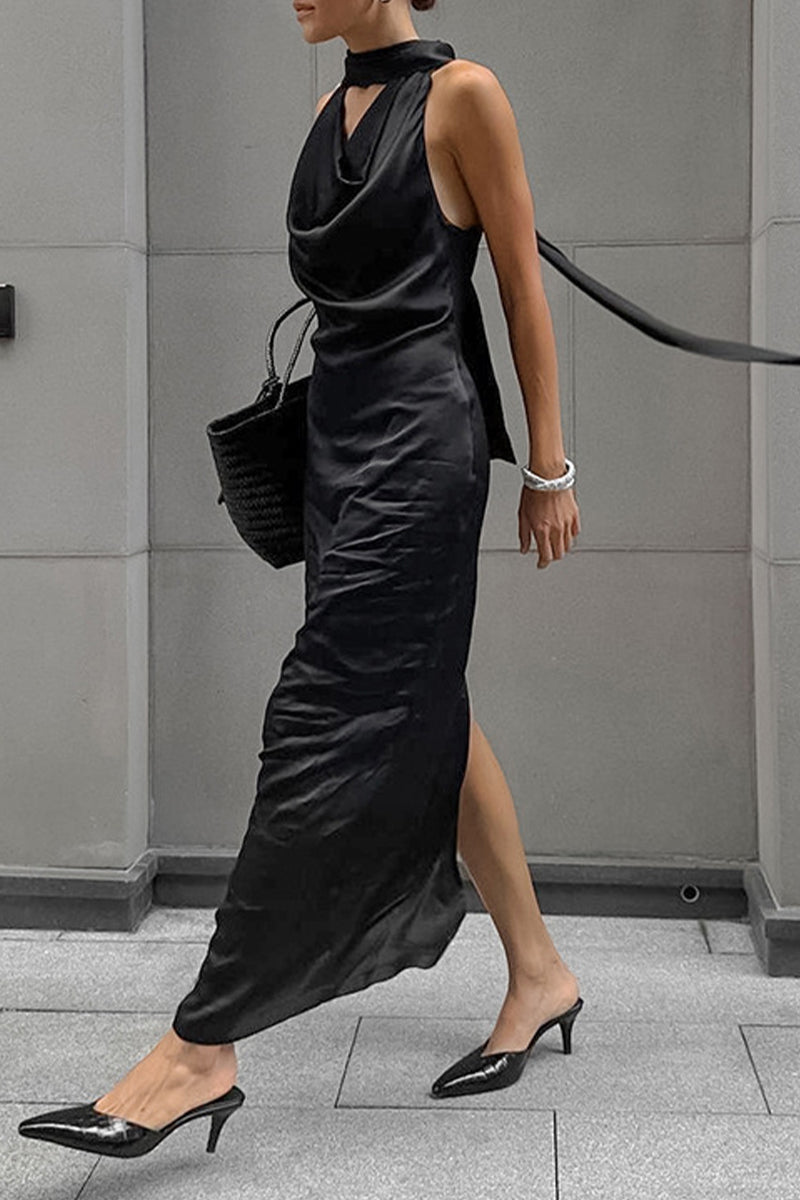 Lace Up Halter One Step Skirt Dresses