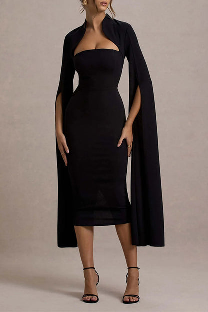 Slit Zipper Half a Turtleneck Wrapped Skirt Dresses