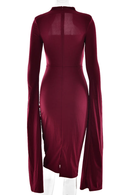Slit Zipper Half a Turtleneck Wrapped Skirt Dresses