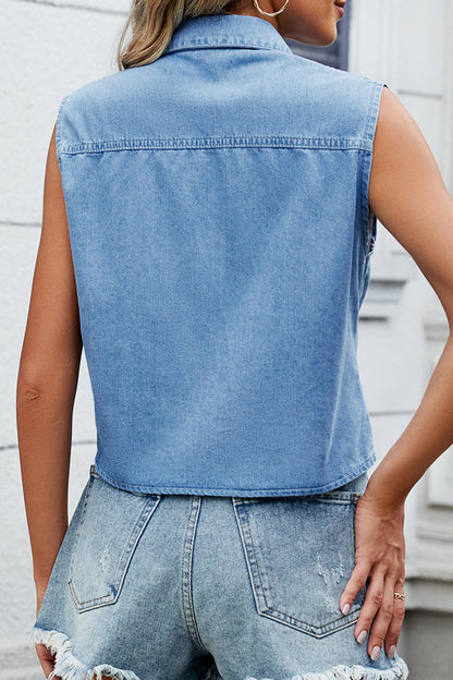Lace Up Buttons Turndown Collar Blouses