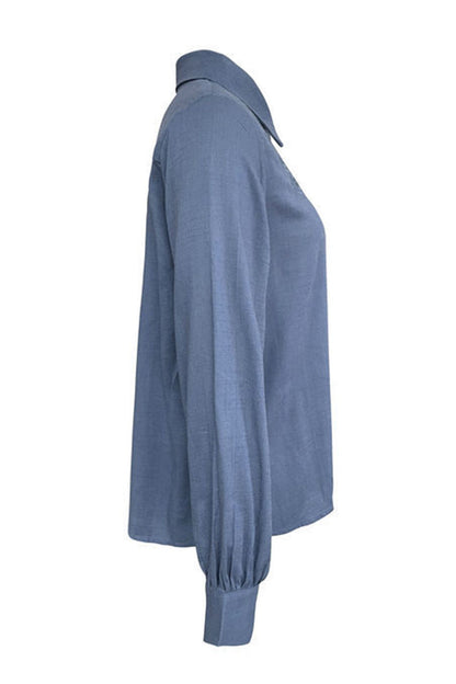 Hollow Out Turndown Collar Blouses(4 Colors)